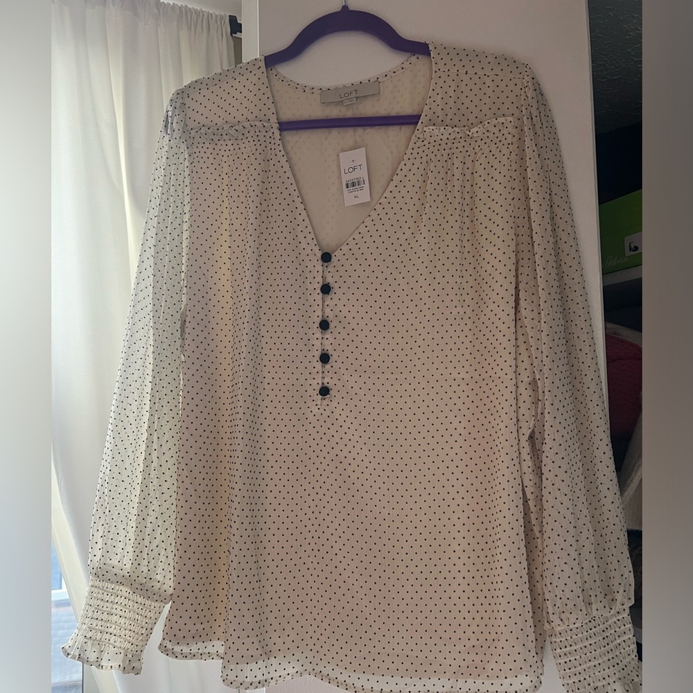 Loft Velvet Dot Blouse NWT